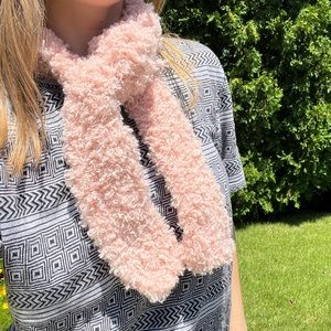 Crochet pink fuzzy scarf!!